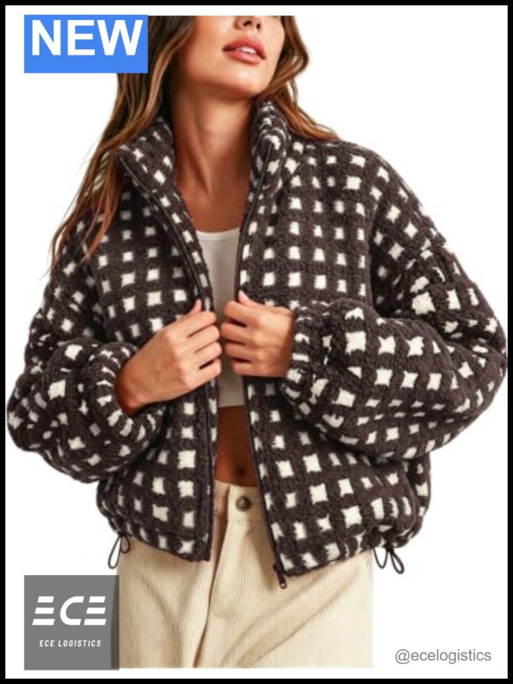 Women's Fleece Sherpa Jacket Long Sleeve Zip Up Fuzzy Coat with Pockets